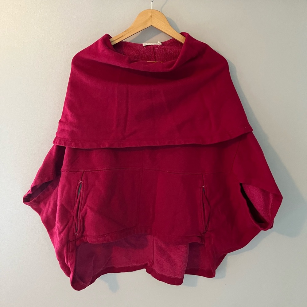 Dark pink cotton/bamboo poncho/sweatshirt